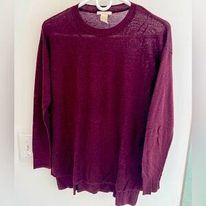 H&M Burgundy Sheer Sweater